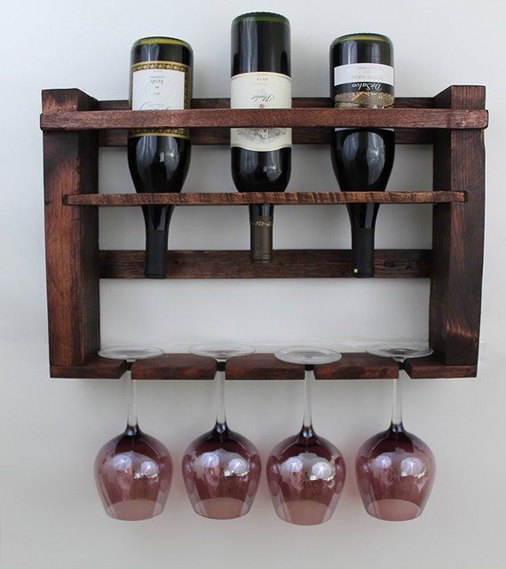 Items similar to Rustic Wine Bottle Holder, Pallet Wood Wine Bottle Wall Rack, Wooden Wine Rack