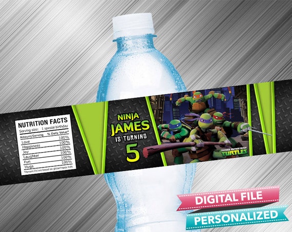 Ninja Turtles Water Bottle Label