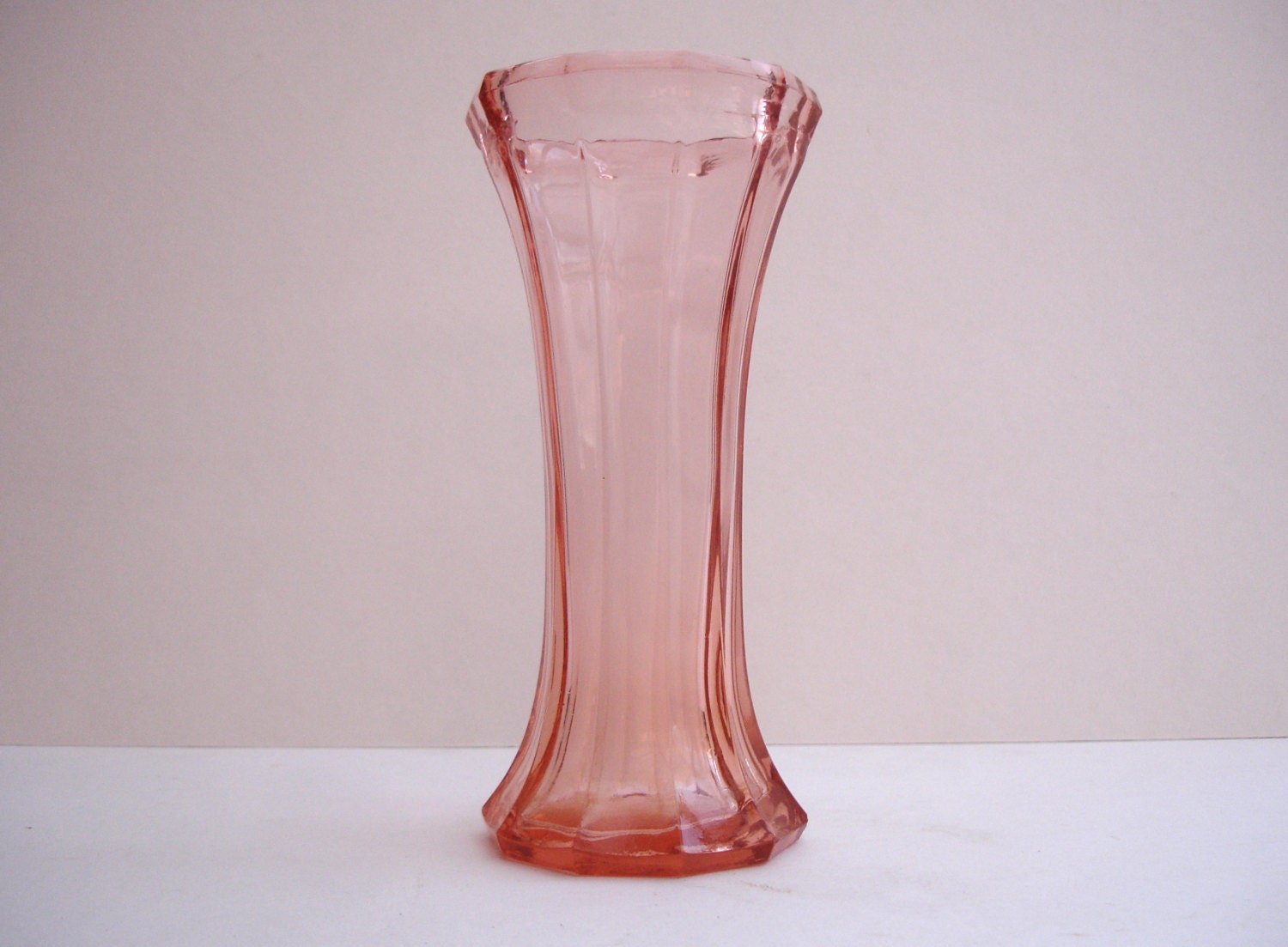 1930s Pink Depression Glass Vase Vintage Glass Vase Art Deco