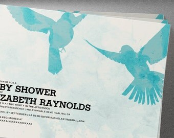 blue bird baby shower invites