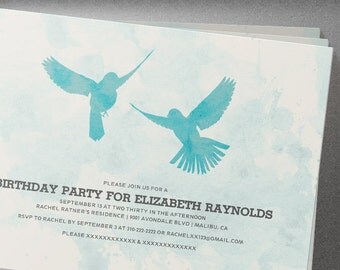 Blue Bird Birthday Party invites
