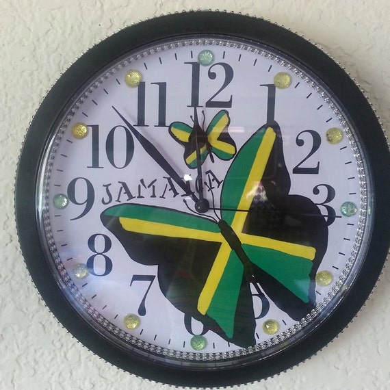 Jamaican Wall Clock 9.68 IN Hand Drawn Hand Painted