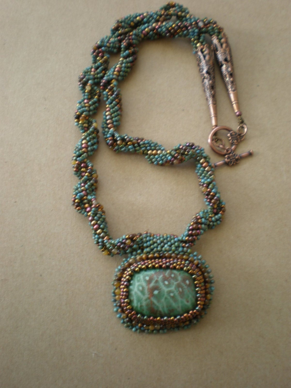 Green Fossil Coral Necklace