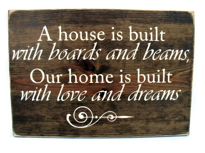 Wood Wall Word Art Rustic Sign Home Decor A House is Built