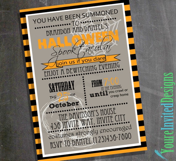 Items similar to Custom Printable Halloween Pary Invitation, Spooky