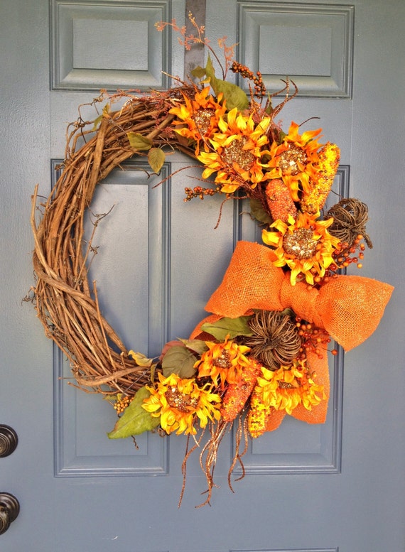 This grapevine fall wreath is guaranteed to by AdornamentsByTabby