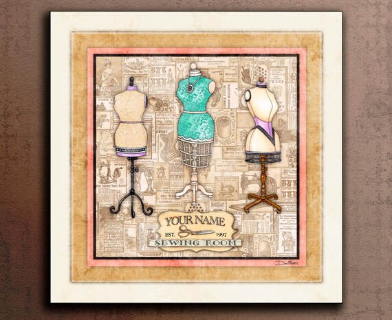 Custom Art Print signed by Dan Morris titled "Seamstress". Sewingroom decor, vintage sewing machines,dress making,dressmaker,seamstress gift