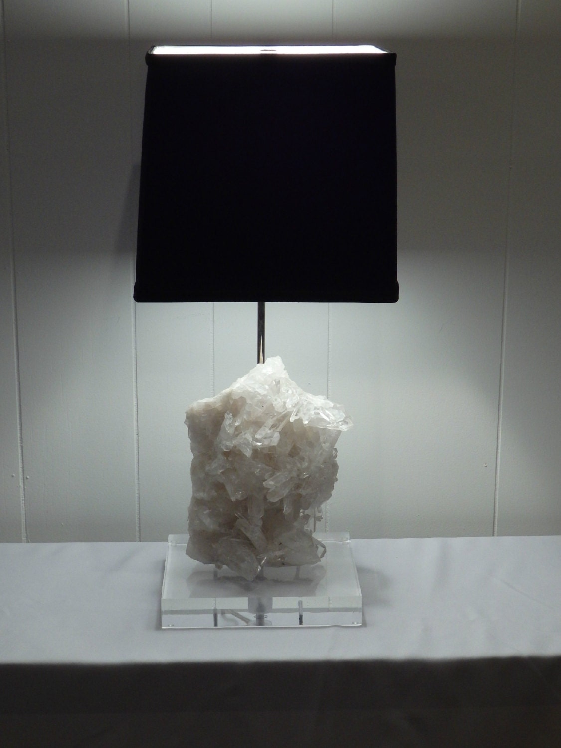 White Quartz Rock Crystal Table Lamp