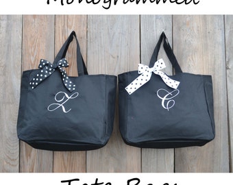 9 Personalized Bridesmaid Gift Tote Bags, Embroidered Tote, Monogrammed Tote, Bridal Party Gift, Wedding Day Tote, Maid Of Honor Gifts