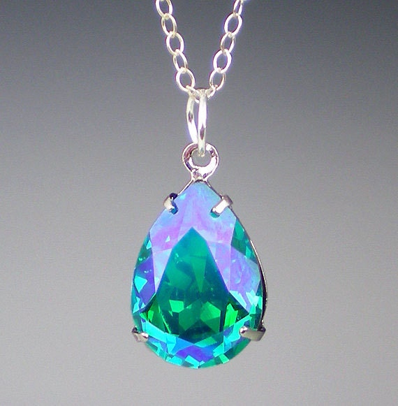 Blue Zircon Glacier Blue Rhinestone Necklace Swarovski Teal