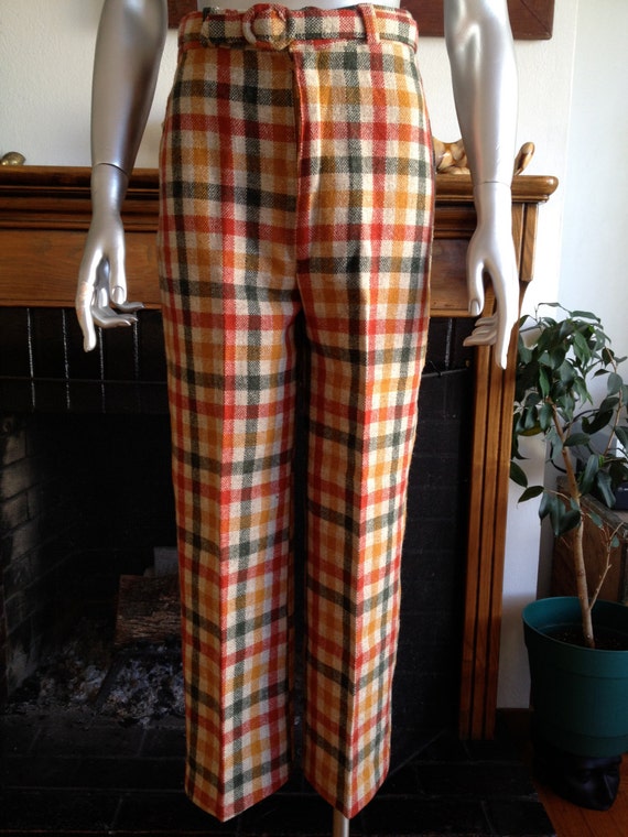 1970s High Waisted Checkered Pants by HouseofCircumstance on Etsy