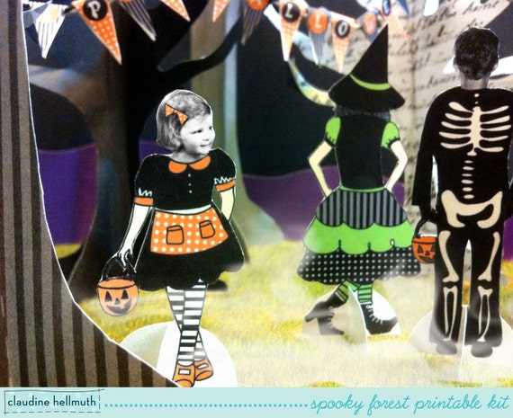 halloween spooky forest - party table centerpiece decoration kit, printable PDF - INSTANT download Il_570xn
