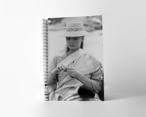 Audrey Hepburn Knitting Spiral Notebook by stationeryCiaffi