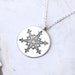Snowflake Necklace sterling chain unique handmade recycled Fine Silver circle winter pendant cut paper snowflake