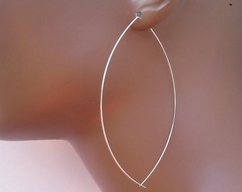 Hoops 1.5 to 3 inch oval silver plated or stainless steel earrings 624