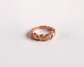 Rose Gold Wedding Ring , Rose Gold Faceted Band , Solid 14K Gold