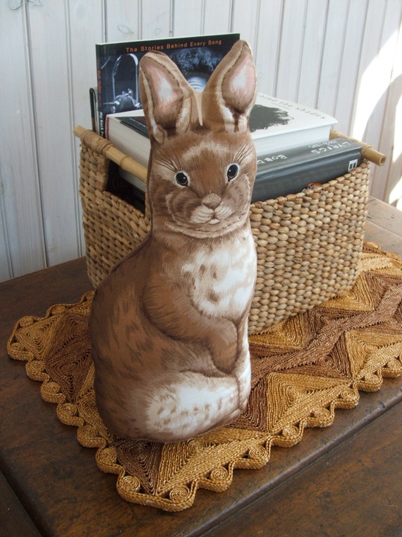 Vintage Stuffed Bunny Pillow upright from V I P Cranston