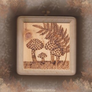 Plaque Woodburned Mushrooms Old Man Of the Woods Woodland Rustic