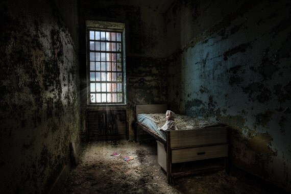 Old Room with Bed Abandoned Building Mysterious Doll