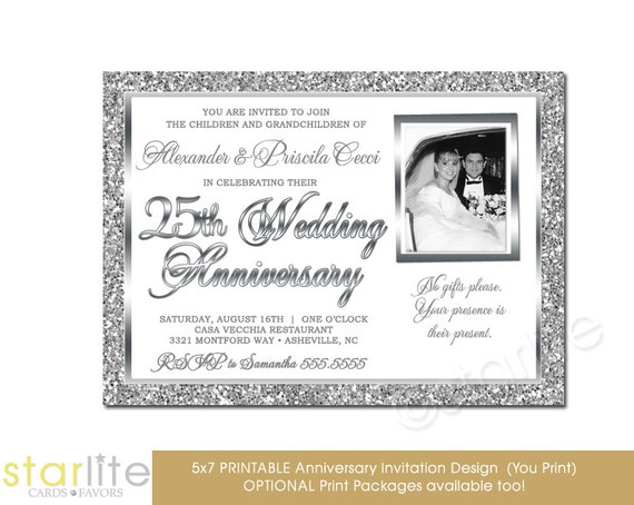  25th  Wedding  Anniversary  Invitation  photo invitation  by 