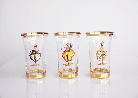 1950 pin up can can dancer glasses burlesque gold by hipposdream