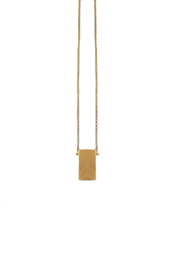 Gold Rectangle Necklace by LauraLombardiJewelry on Etsy