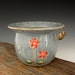 Earring Holder Bowl in Rustic Blue with Flower Design - Jewelry Organizer - by DirtKicker Pottery
