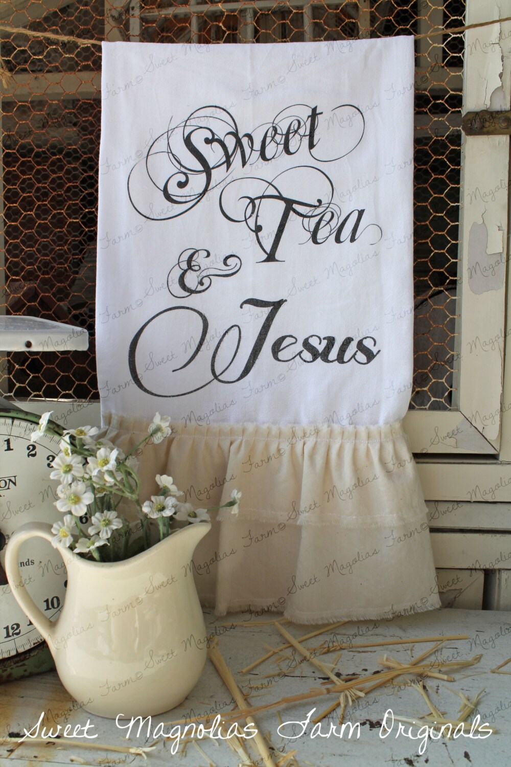 Flour Sack Kitchen Towel... Farmhouse Style Shabby Chic Flour Sack Kitchen Towel Farmhouse Style Shabby Chic