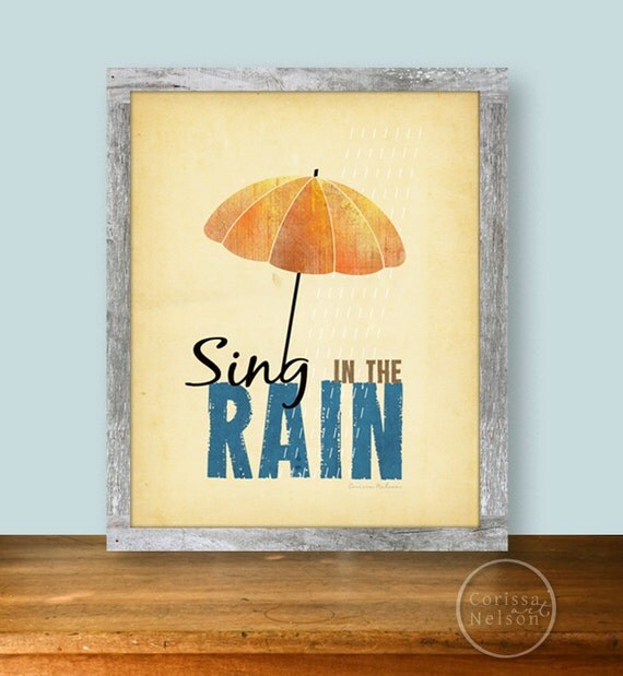 Sing in the Rain Umbrella Art Illustration 8x10 Printable