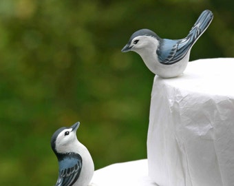 Handmade White Breasted Nuthatch Love Birds Cake Topper
