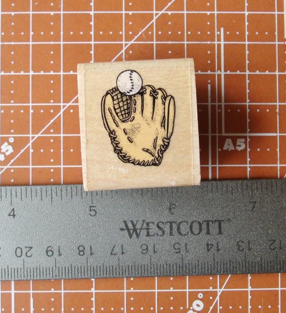Baseball Glove and Ball Rubber Stamp by Stampabilities