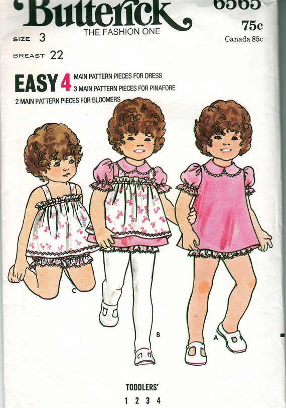 toddlers dress pattern for ruffle Sewing 6565 Toddler Bloomers Pattern Butterick Pinafore, Dress,