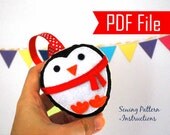 Penguin Christmas Ornament PDF Cookie Sewing pattern , Kids craft Project, Toy Instant Download A881 Il_170x135