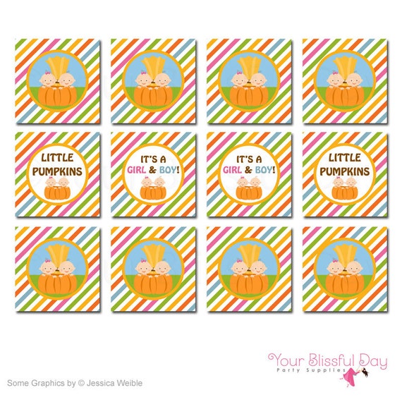 PRINTABLE Little Pumpkin Baby Shower Party Circles (Boy, Girl, or Twin) Il_570xn