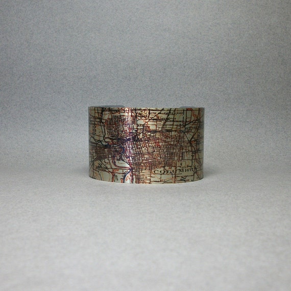 ohio gifts unique columbus Map Ohio Bracelet Cuff by Columbus decembermoondesign Vintage