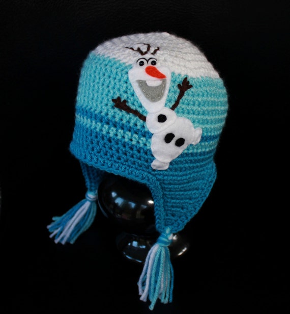 Items similar to Frozen Olaf Earflap Beanie Hat - White and Blue Felt ...