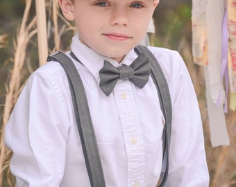 Linen Ring Bearer 4 Piece SHORT Set, Ring Bearer Bowtie, Suspenders, Newsboy hat and Shorts. Wedding Outfit for Ringbearer