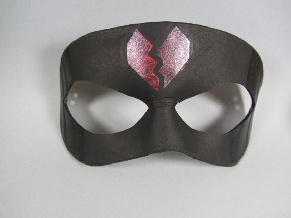 Broken Heart Stained Glass Leather Masquerade Mask by maskedzone