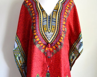 Boho Red Tribal Caftan, Plus Size, Beach Pool Cover Up, Dress, Tunic ...