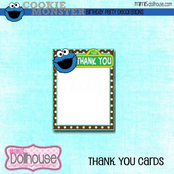 Cookie Monster Thank You Cards-Sesame Street Thank You Cards-PDF Il_570xn