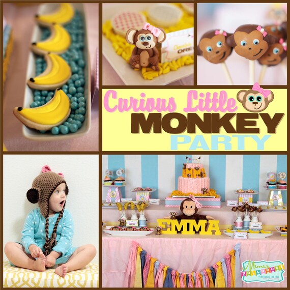 Monkey Party Decorations- Printable Monkey Birthday Party Decorations- Monkey Birthday Party PDF/JPEG Il_570xn