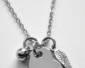 Memorial Necklace or bracelet - Mother Necklace - Angel Wing Necklace - Angel bell necklace - It's a Wonderful Life - any text that fits
