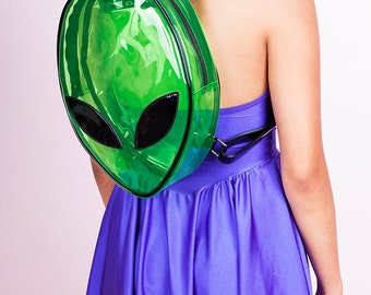 AS IS DISCOUNTED Alien Clear Green Backpack/ Vinyl/ Pvc/ Clubkid/ Rave/ Festival/ Bag/ Purse
