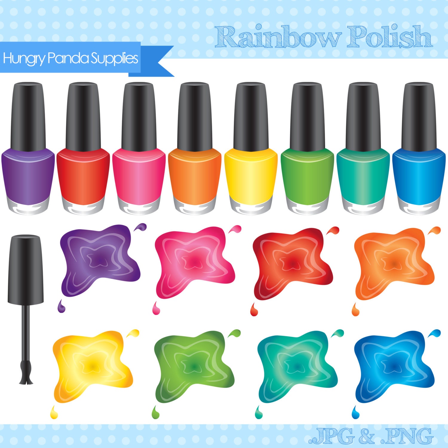 Download Rainbow Nail Polish digital clipart commercial use & personal