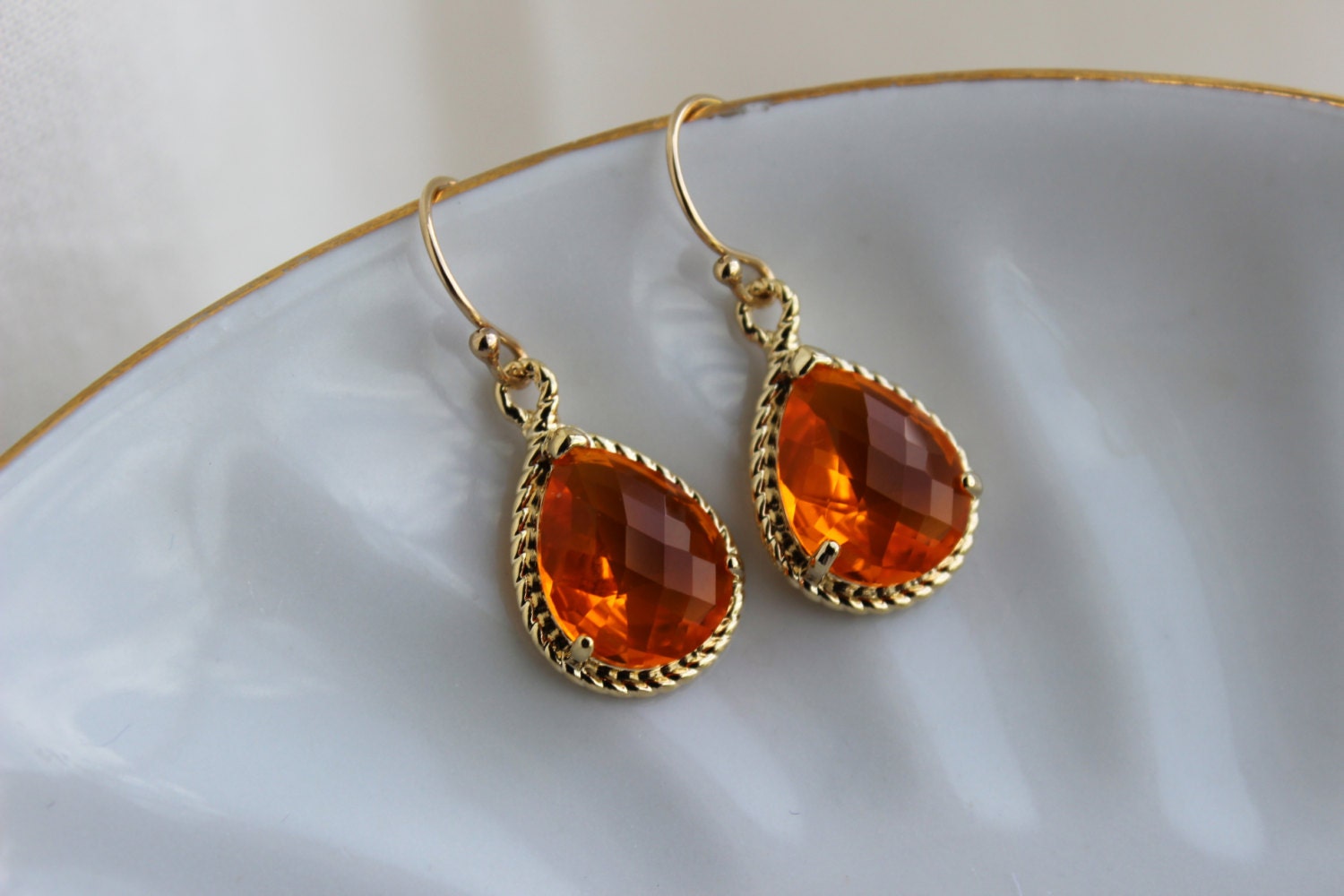 Burnt Orange Earrings Amber Gold Jewelry Tangerine