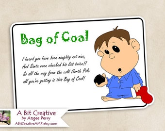 Bag of Coal Christmas Stocking Stuffer Gag Gift Design - DIY Printable