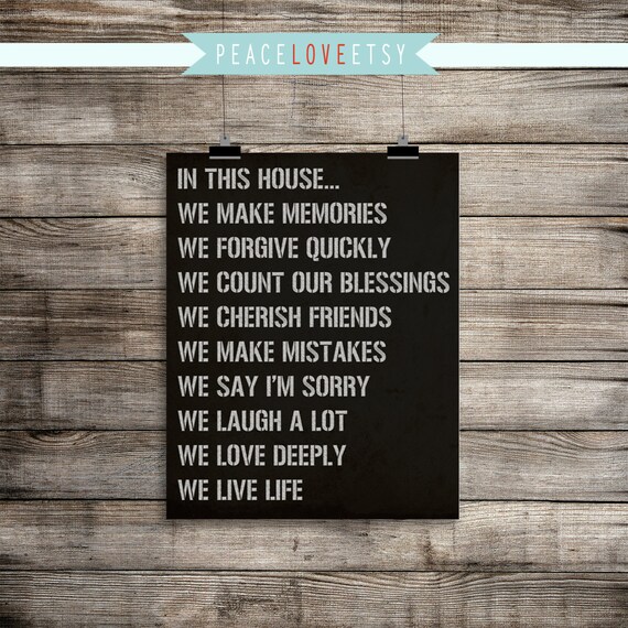 Items similar to House Rules In this house... Chalkboard