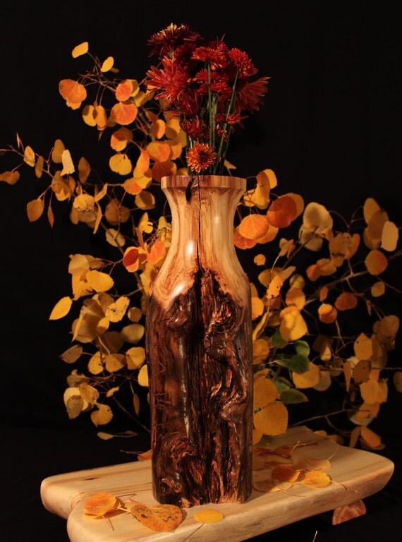 Rustic Log Vase Aspen Wood Home Décor Accent by