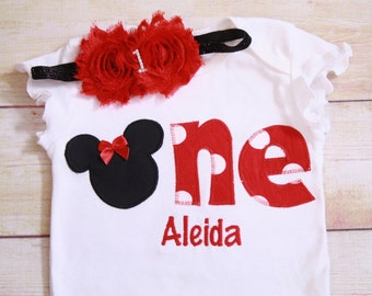 Minnie Mouse 1st Birthday Shirt / Minnie Mouse 1st Birthday Outfit / Girls ONE Birthday Outfit /Girl Minnie Birthday /Minnie Girls Clothing