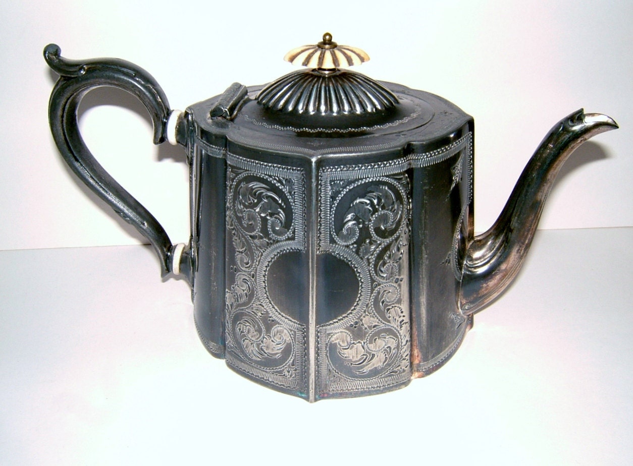 B & Co Victorian EPBM Britannia Metal Teapot by BiminiCricket
